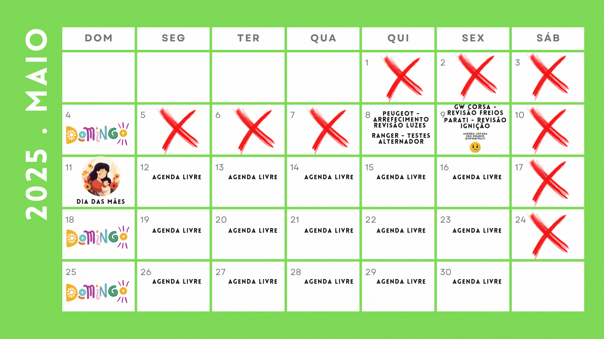 Calendário mensal 2024 planejamento básico colorido branco.gif